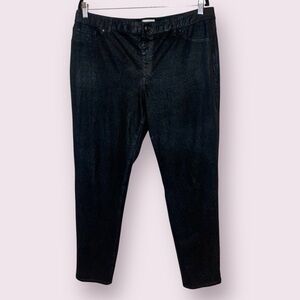 Chico’s Faux Suede Jeggings Pants Black Size 14